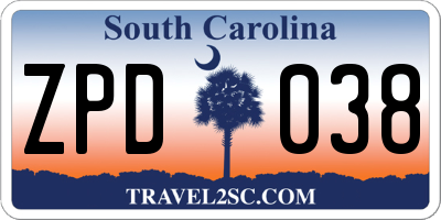 SC license plate ZPD038