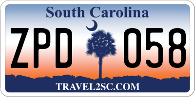 SC license plate ZPD058