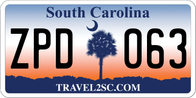SC license plate ZPD063