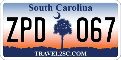 SC license plate ZPD067