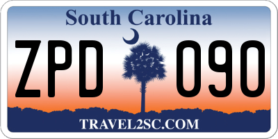 SC license plate ZPD090