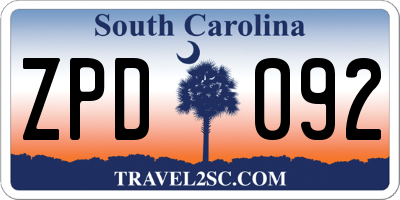 SC license plate ZPD092