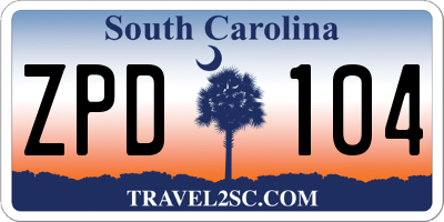 SC license plate ZPD104