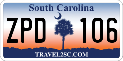 SC license plate ZPD106