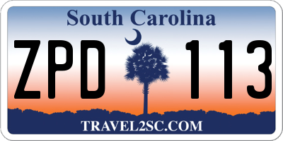 SC license plate ZPD113