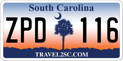 SC license plate ZPD116