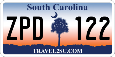 SC license plate ZPD122