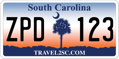 SC license plate ZPD123
