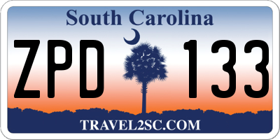SC license plate ZPD133