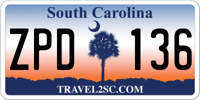 SC license plate ZPD136