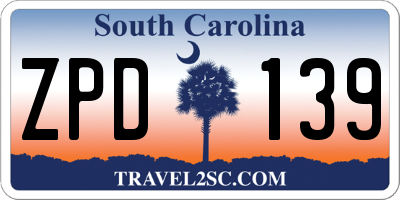 SC license plate ZPD139