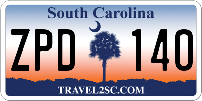 SC license plate ZPD140