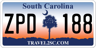 SC license plate ZPD188