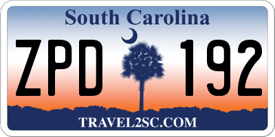SC license plate ZPD192