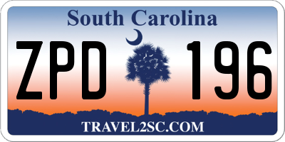 SC license plate ZPD196