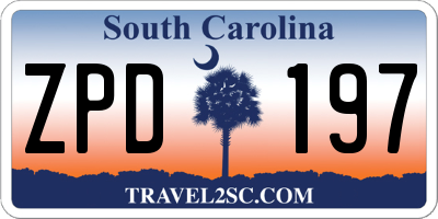 SC license plate ZPD197