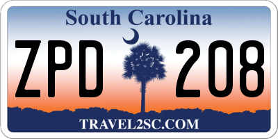SC license plate ZPD208