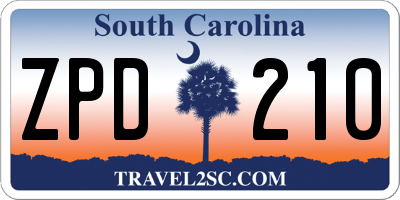 SC license plate ZPD210