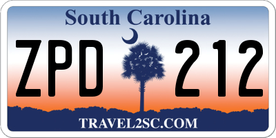 SC license plate ZPD212
