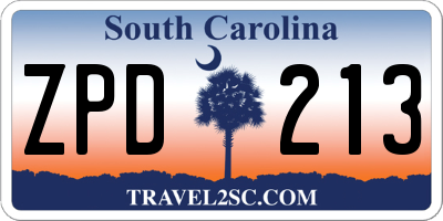 SC license plate ZPD213