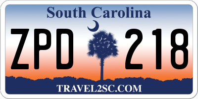 SC license plate ZPD218