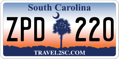 SC license plate ZPD220