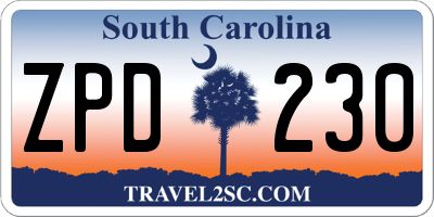 SC license plate ZPD230
