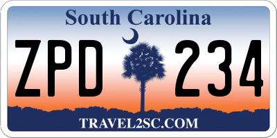 SC license plate ZPD234