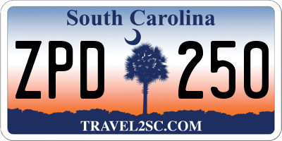 SC license plate ZPD250