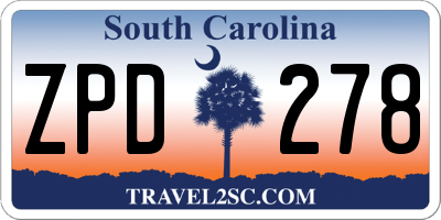 SC license plate ZPD278