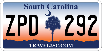 SC license plate ZPD292
