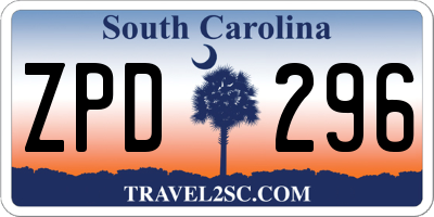 SC license plate ZPD296