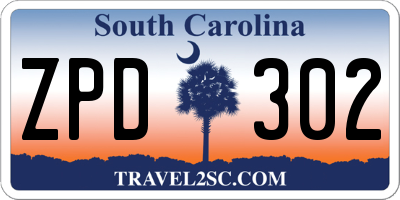 SC license plate ZPD302