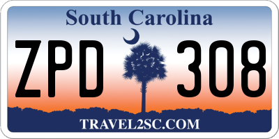 SC license plate ZPD308