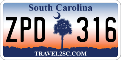SC license plate ZPD316