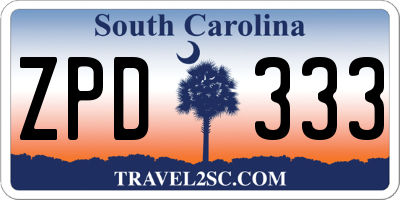 SC license plate ZPD333