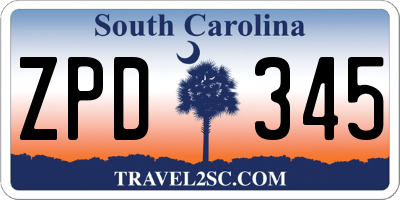 SC license plate ZPD345