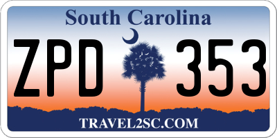 SC license plate ZPD353