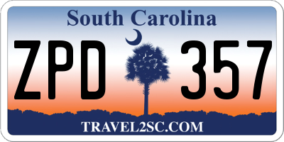 SC license plate ZPD357