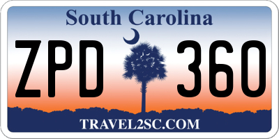 SC license plate ZPD360