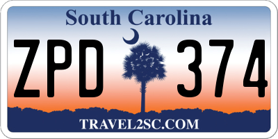 SC license plate ZPD374