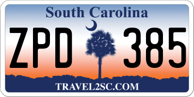 SC license plate ZPD385