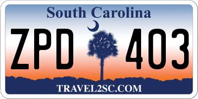 SC license plate ZPD403