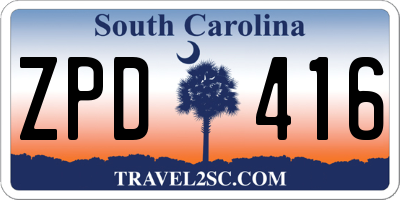 SC license plate ZPD416