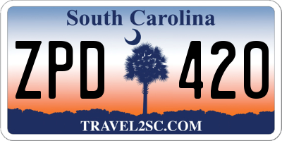 SC license plate ZPD420