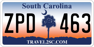 SC license plate ZPD463