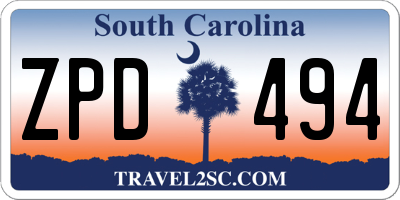 SC license plate ZPD494