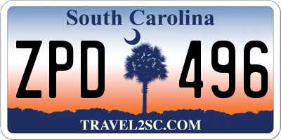 SC license plate ZPD496