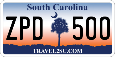 SC license plate ZPD500