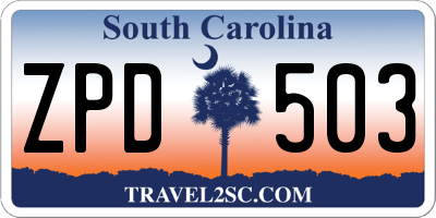 SC license plate ZPD503